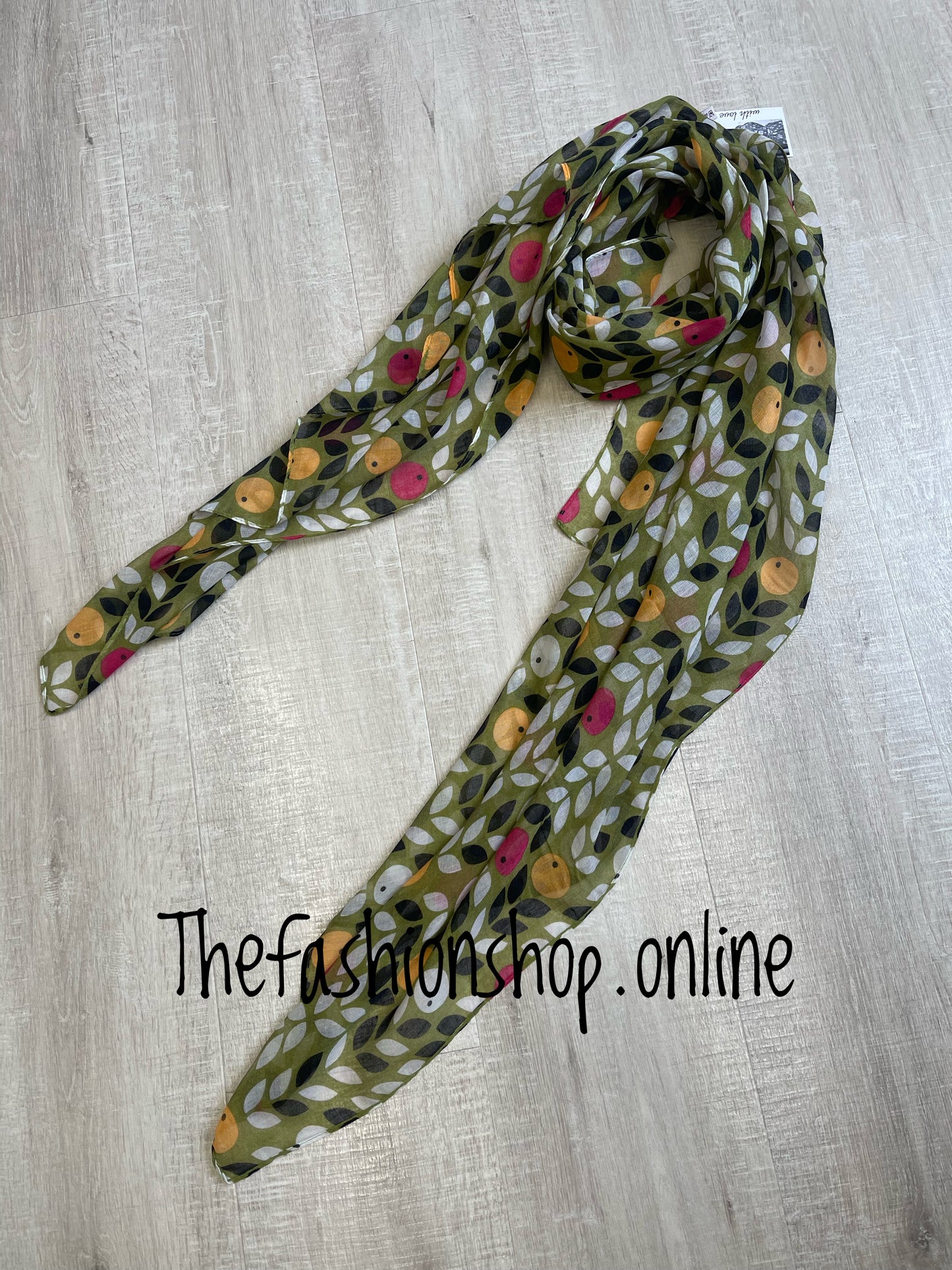 Olive green berries scarf