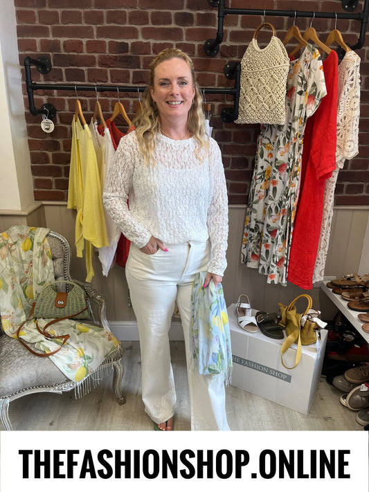 Bonnie white long sleeve lace top 14-20