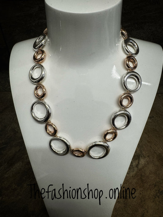 Gracee two tone short link necklace