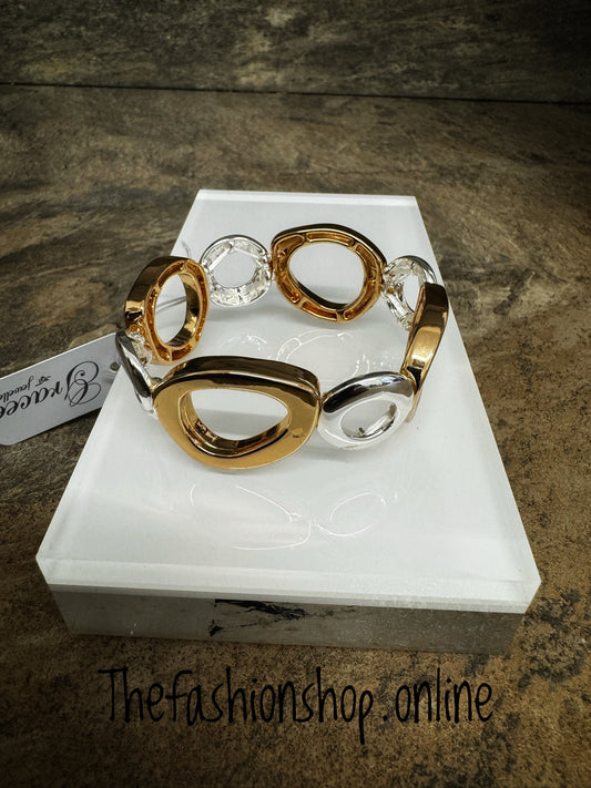 Gracee two tone stretch link bracelet