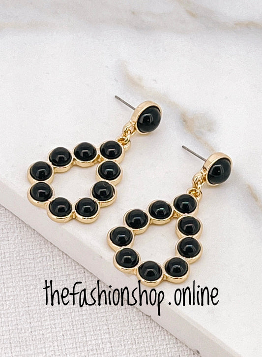 Envy semi precious gold and black drop earrings