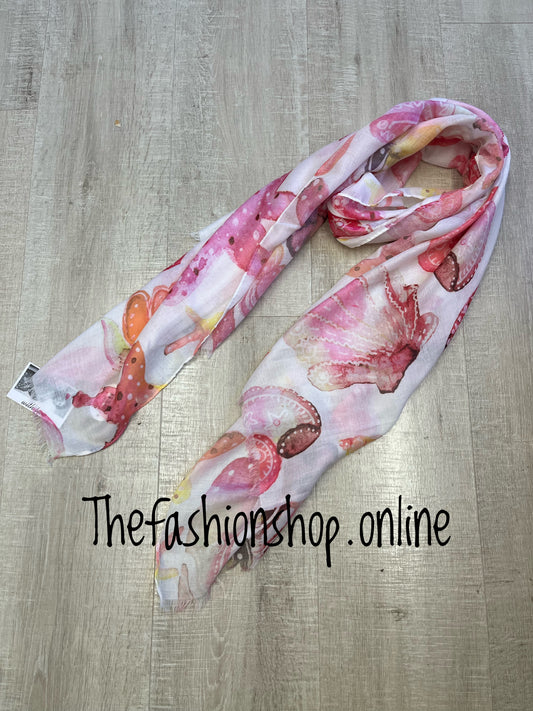 Pink and white marine scarf