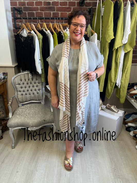 Louisa mocha linen dress 14-20