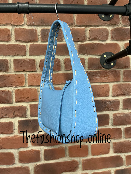 Small blue bag with stitch detail