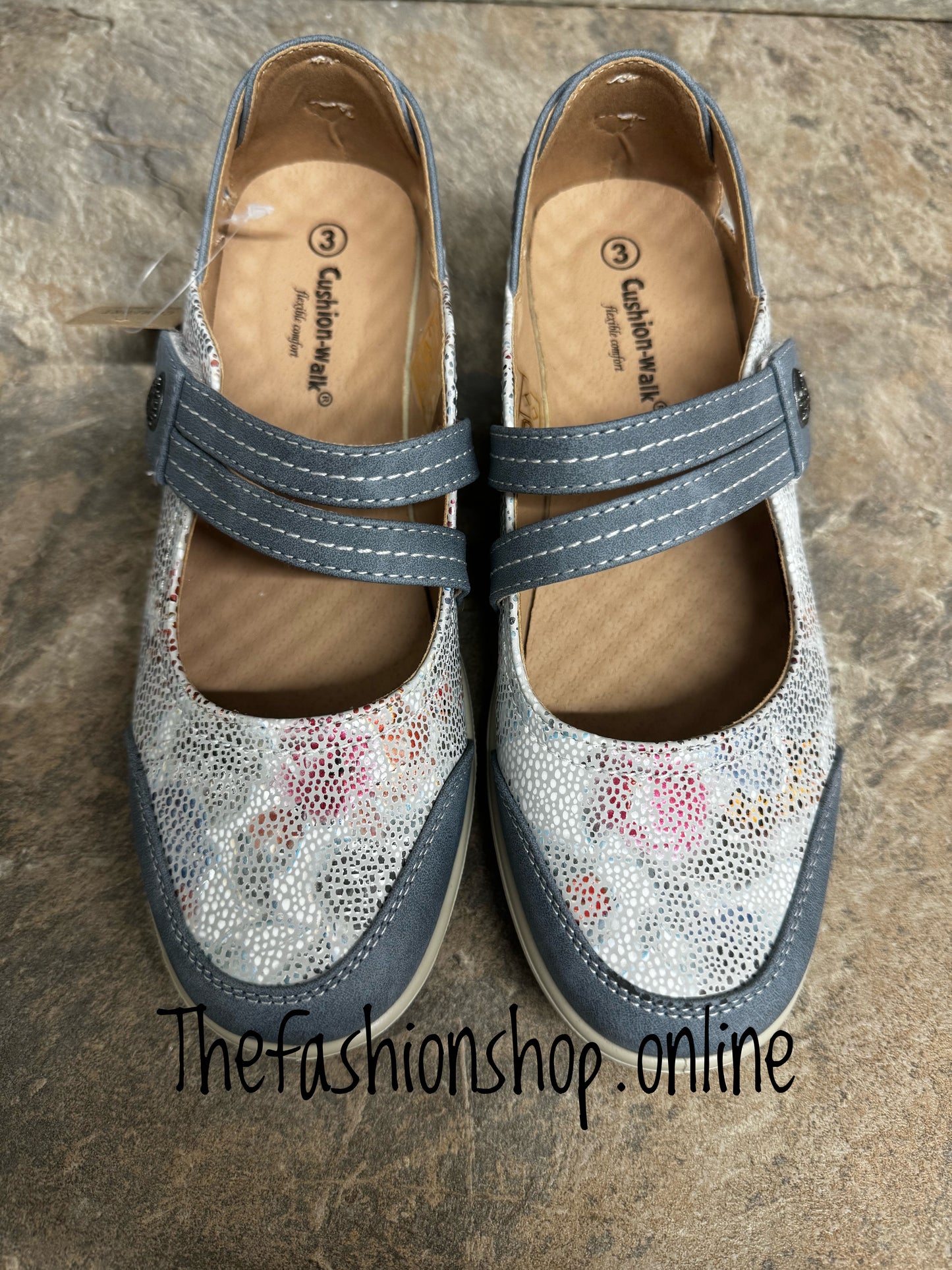 Cushion-walk Jane blue wide fit summer shoe sizes 3-8