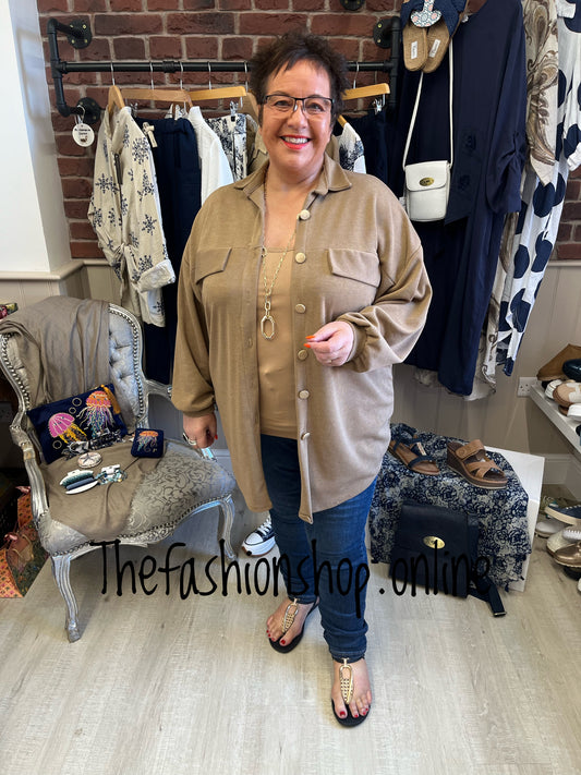 Mindy camel pocket shirt 14-22