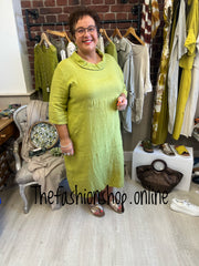 Evelyn olive linen cocoon dress 16-22