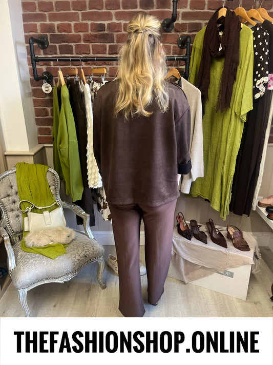 Kimberley brown faux suede military jacket 12-18