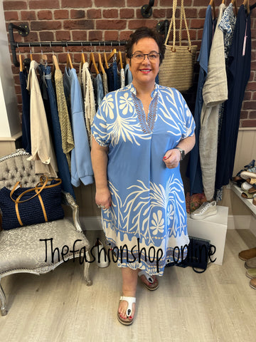 Antigua blue v neck tunic dress 16-22