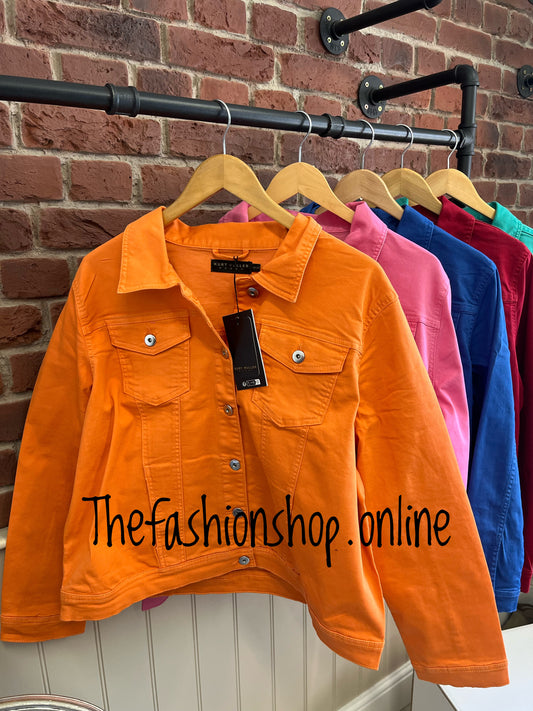 Kylie orange cotton denim jacket sizes 14-22
