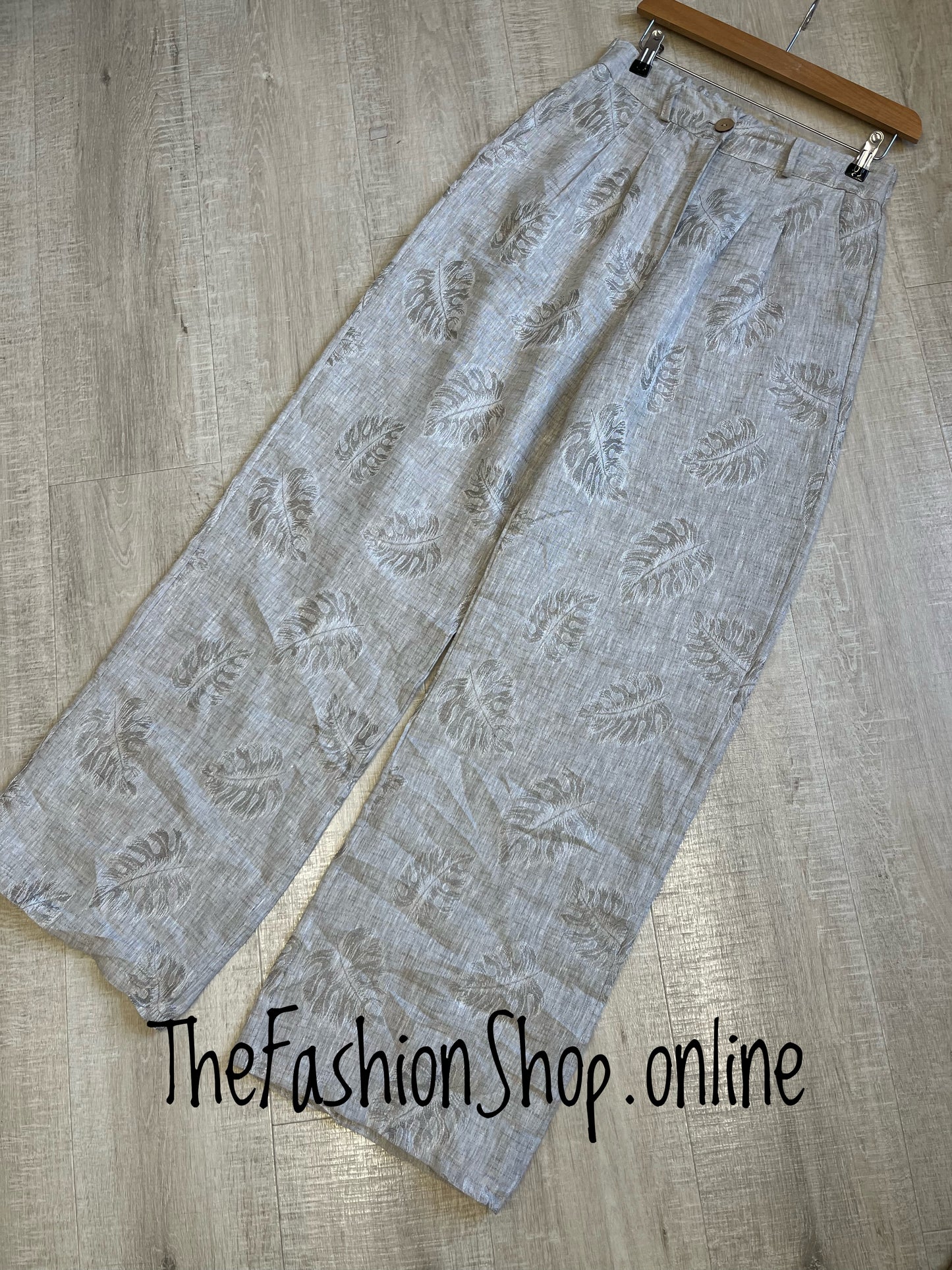 Macey stone linen wide leg trousers 8-12