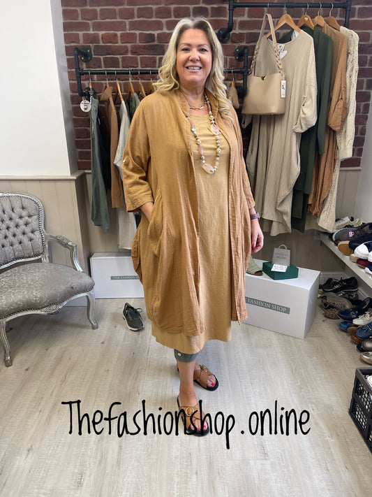 Caramel linen mix jacket 12-22
