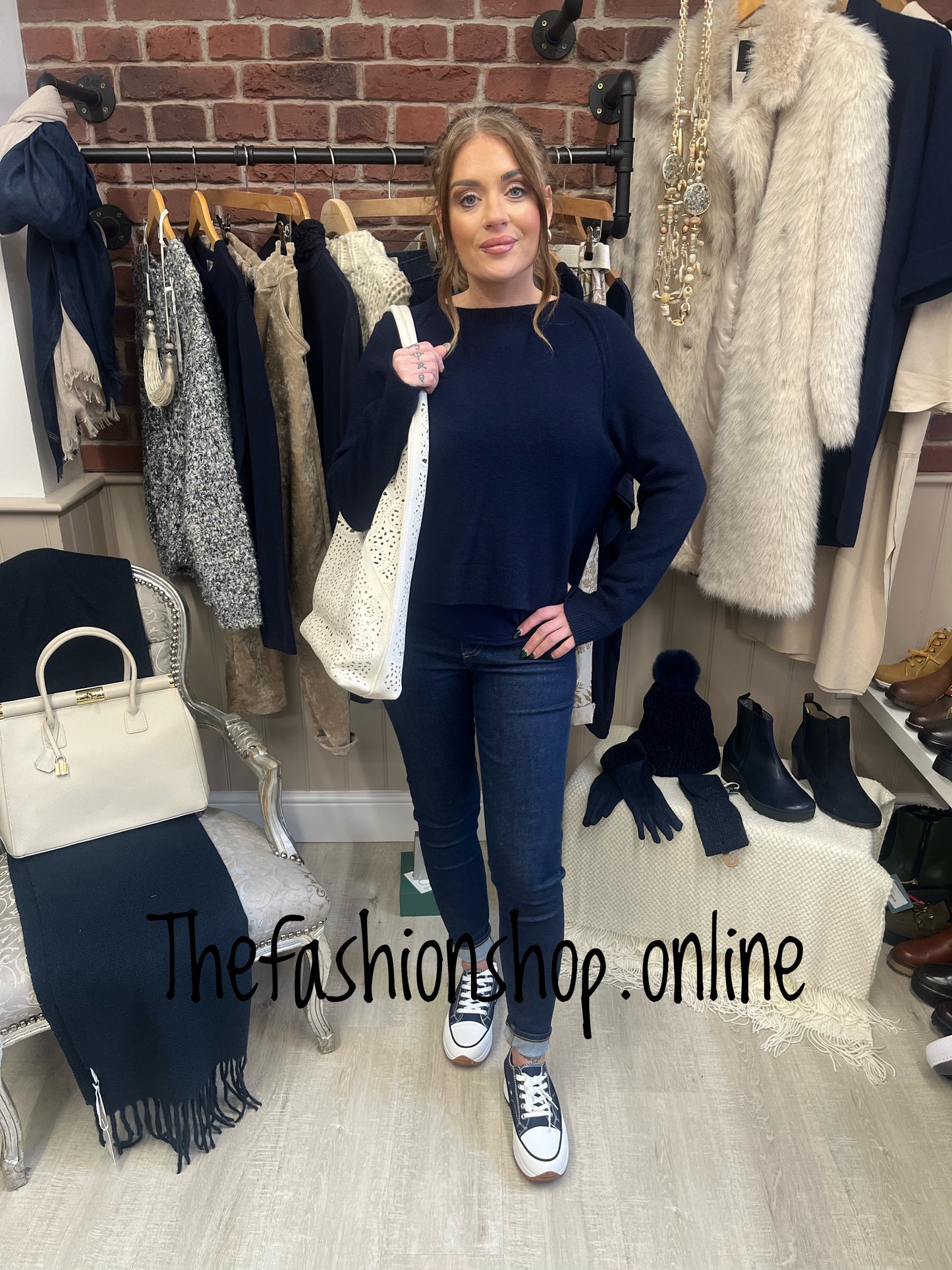 Erika navy high low jumper 8-14