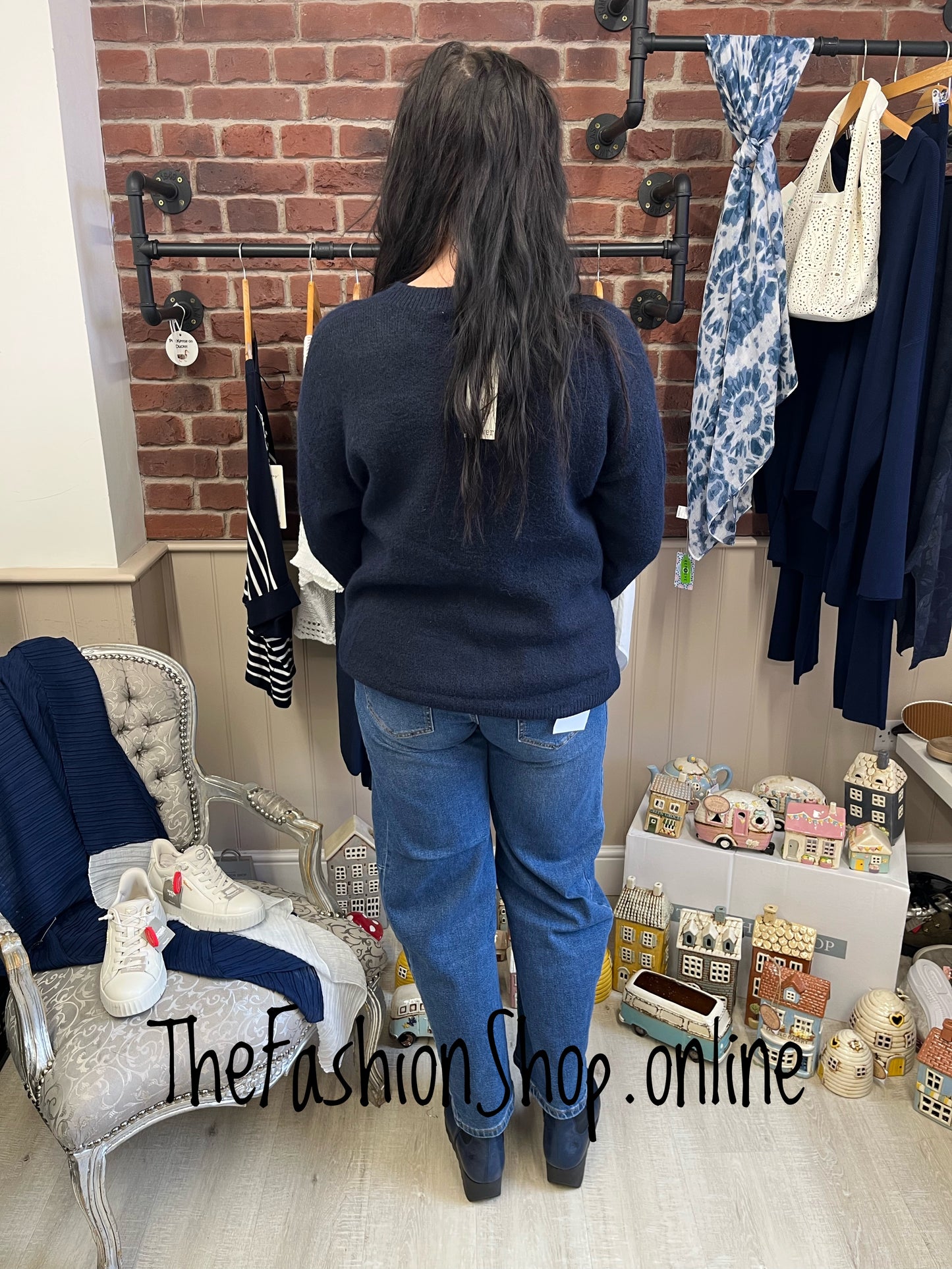 Jamie navy love wool mix jumper 12-18