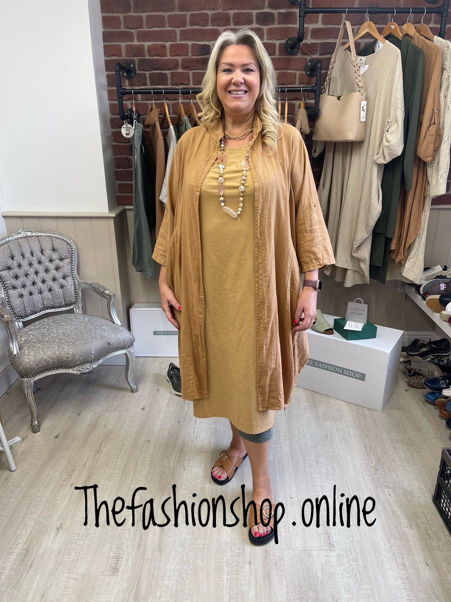 Caramel linen mix jacket 12-22