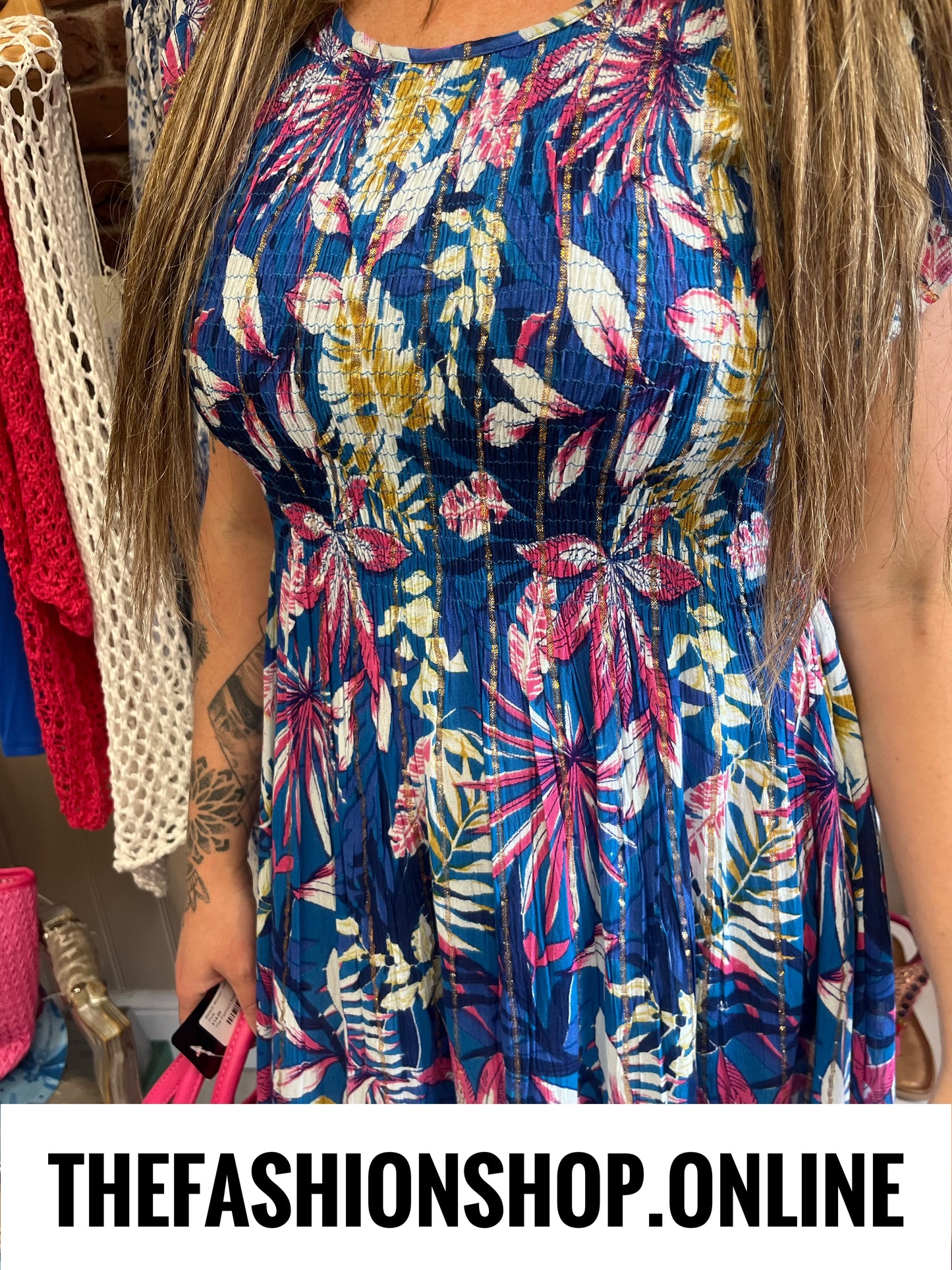 Alice blue tropical summer dress sizes 10-18