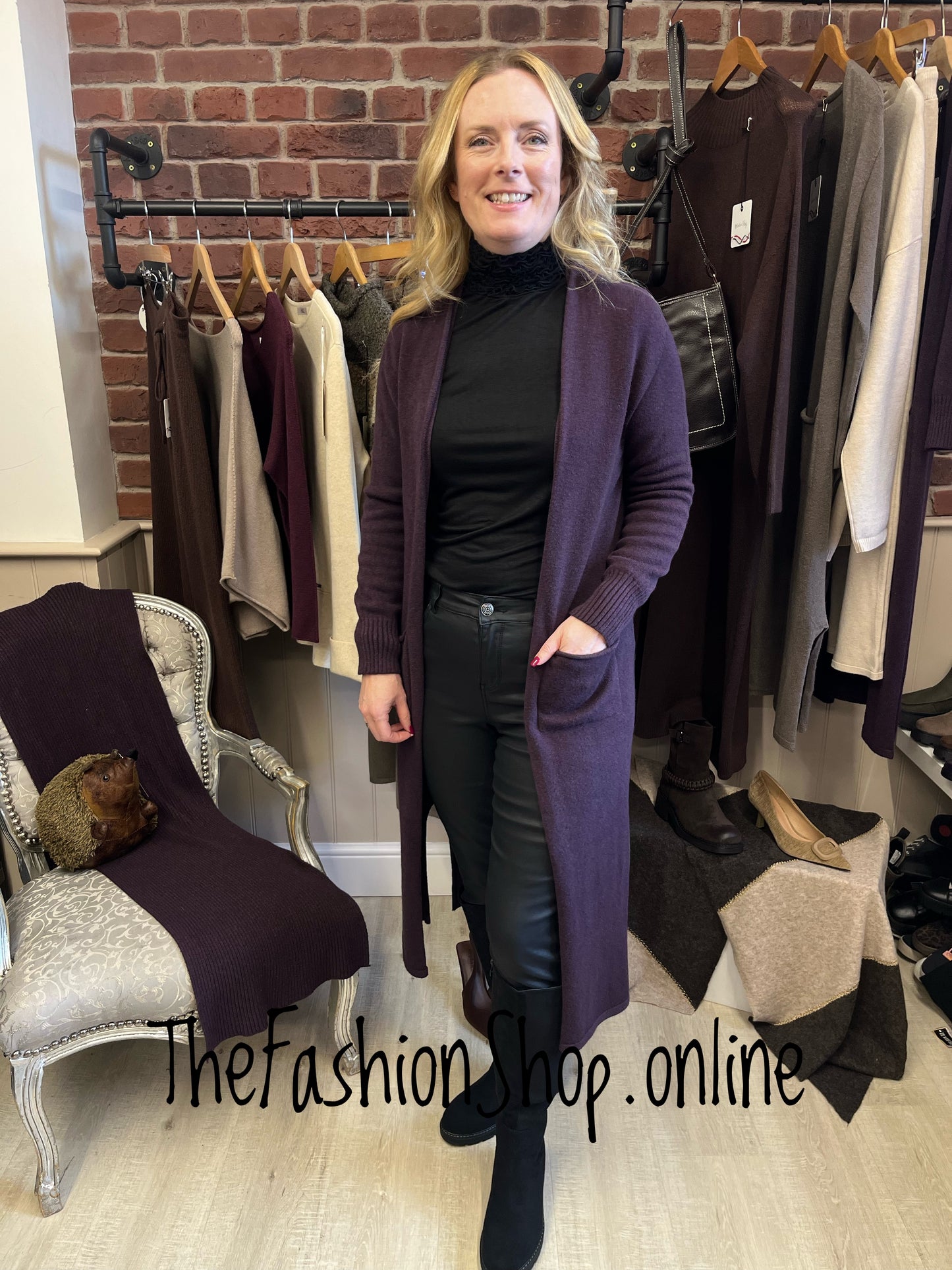 Milan damson longline cardigan 8-16