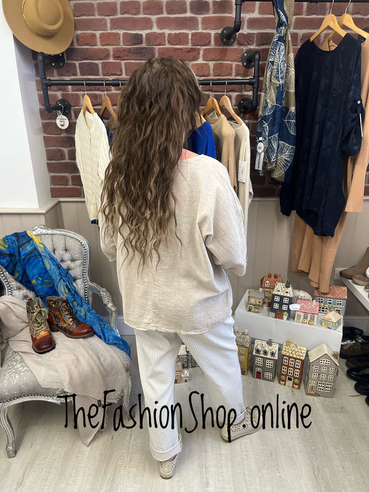 Penny beige linen mix top 10-16