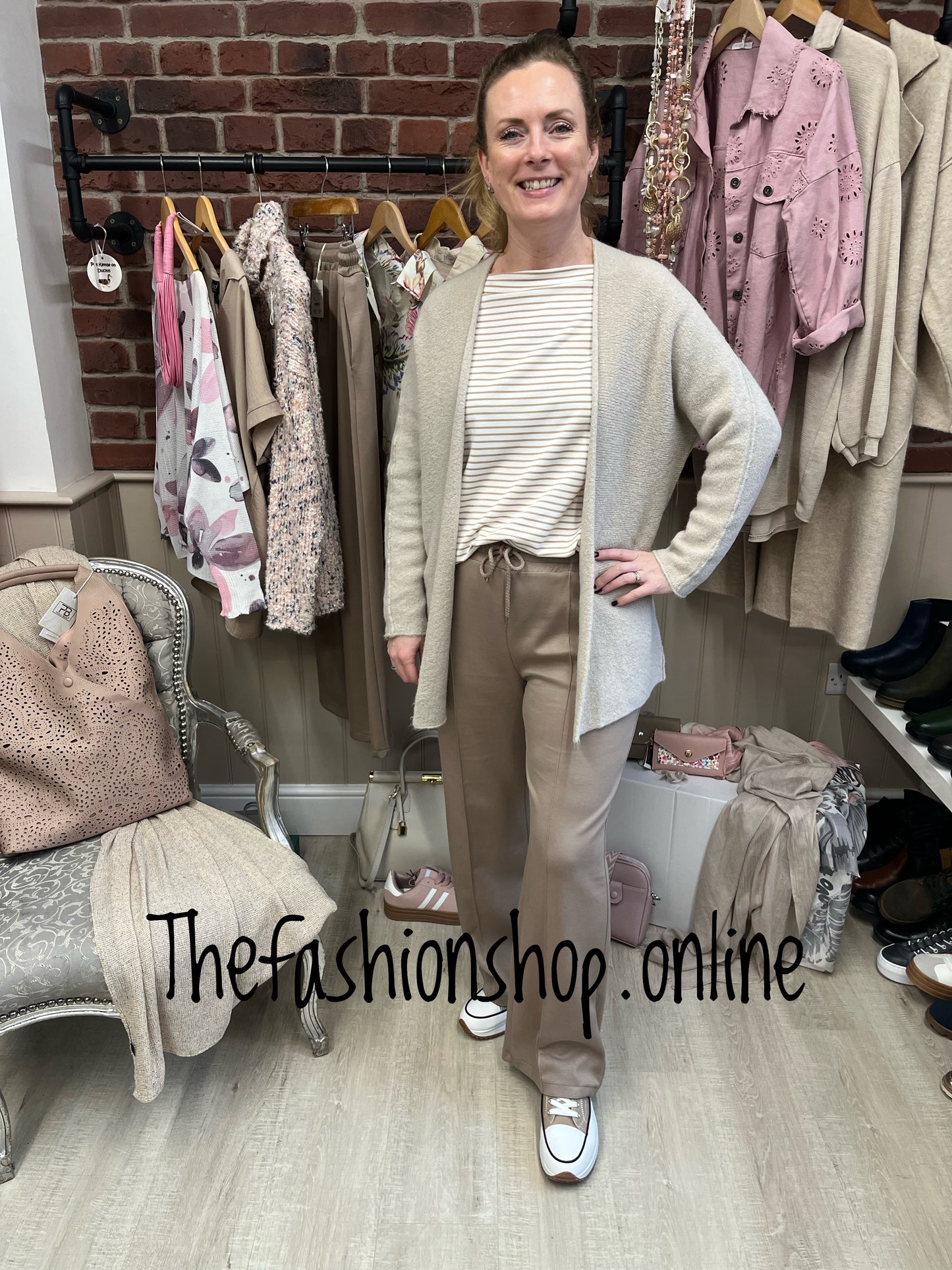 Erika beige edge to edge wool mix cardigan 8-16