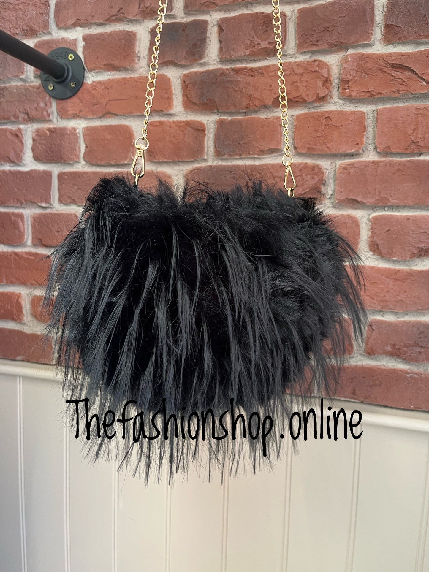Black Freya Fur Handbag