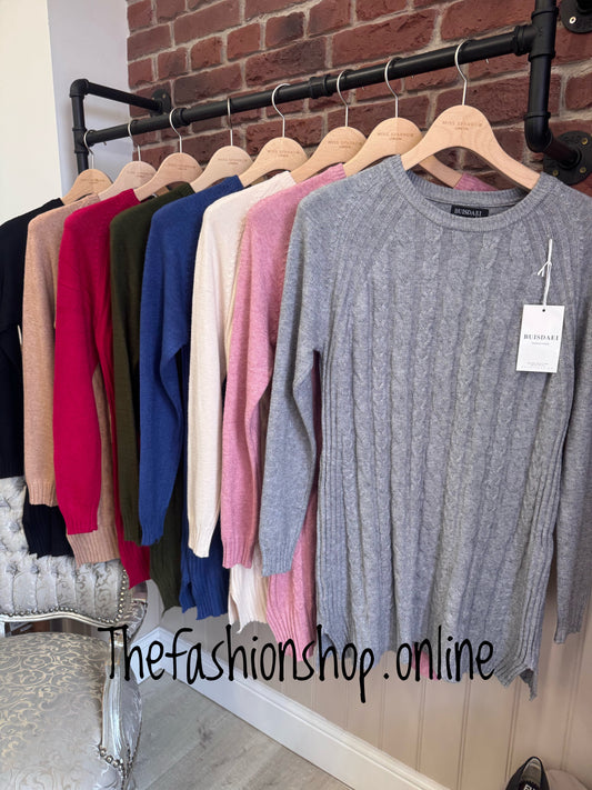 Rosie grey cashmere mix cable knit jumper 12-16