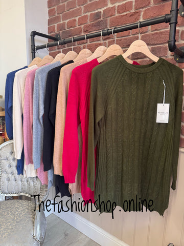 Rosie khaki cashmere mix cable knit jumper 12-16