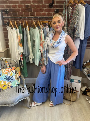 Jennifer blue linen trousers 8-16