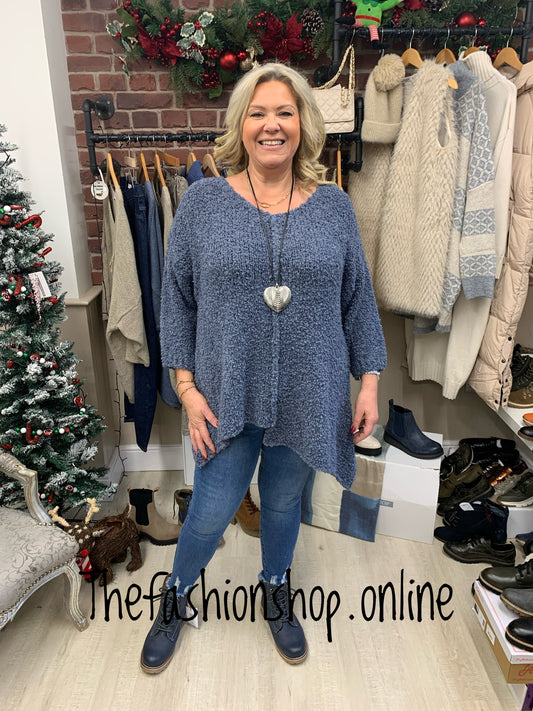 Denim blue alpaca and wool mix jumper 12-22