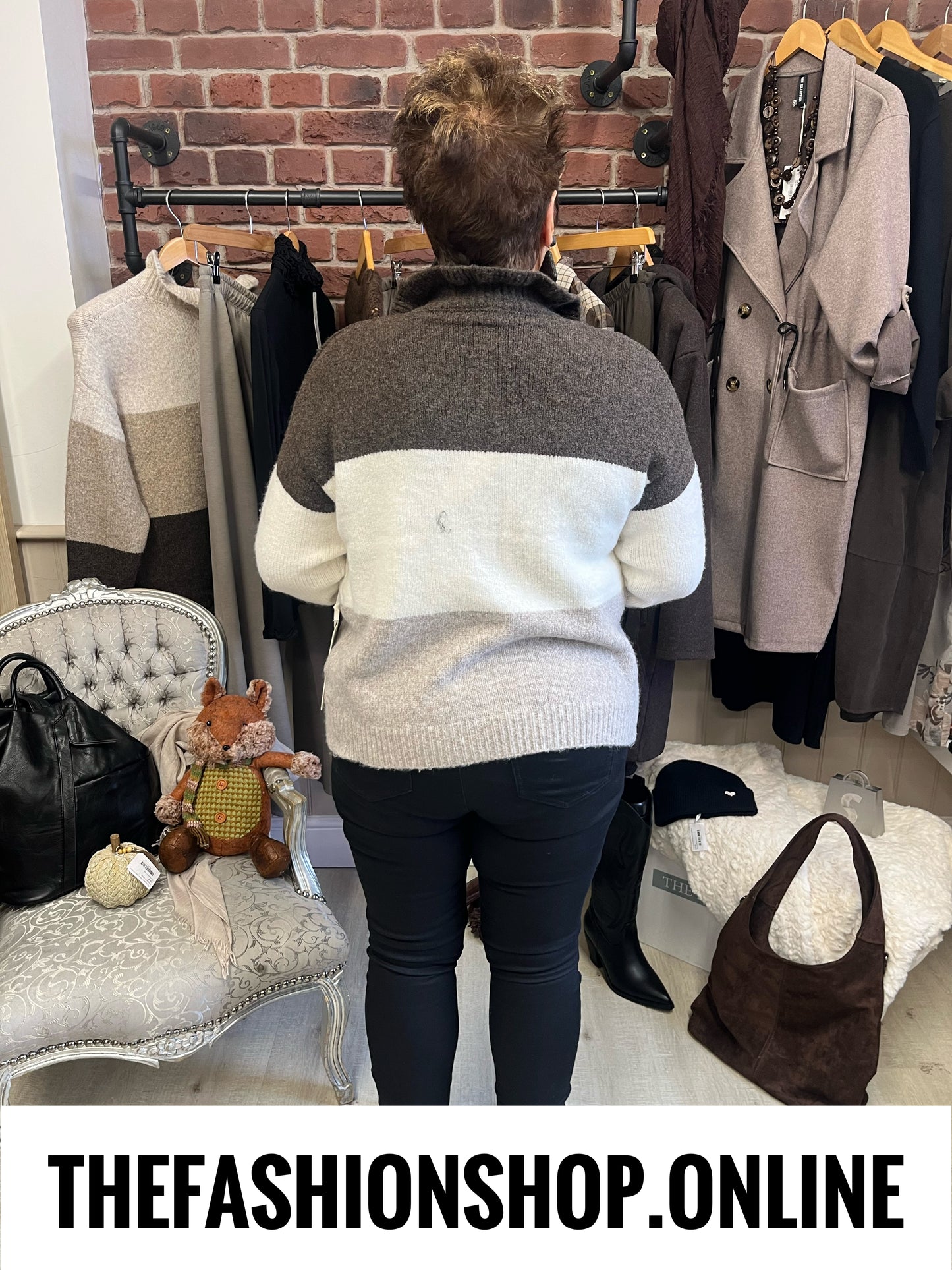 Shannon brown, beige and mocha wool mix cardigan 10-18