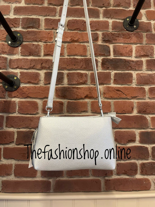 Hannah silver triple compartment bag