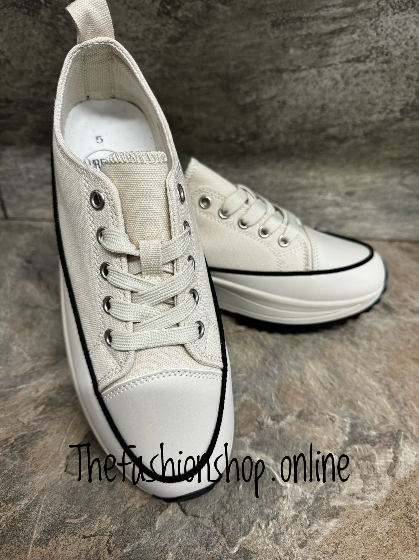 Beige with beige chunky sole lace up trainer sizes 3-8