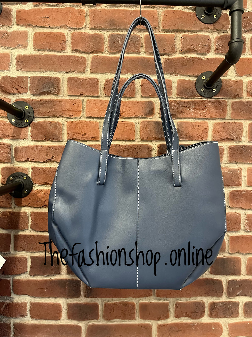 Nicole navy stitch bag two bags in one
