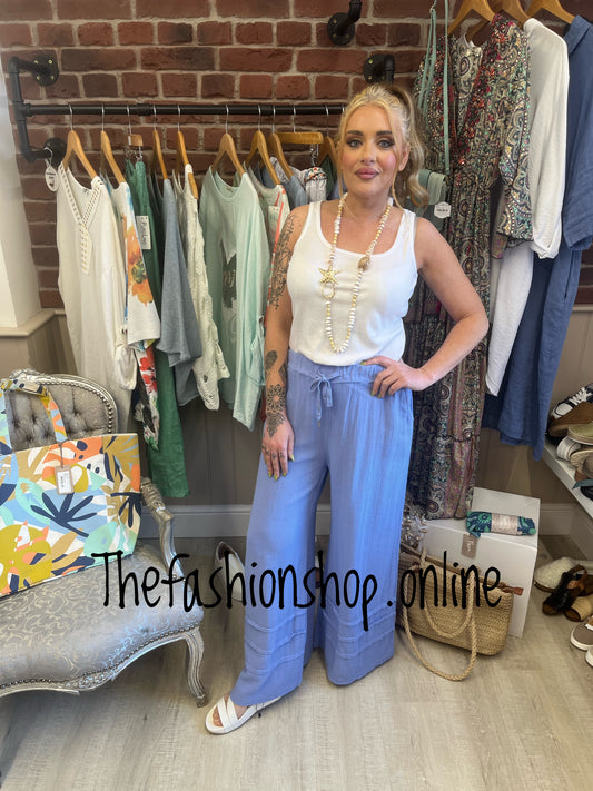 Adele blue linen mix trousers 10-16
