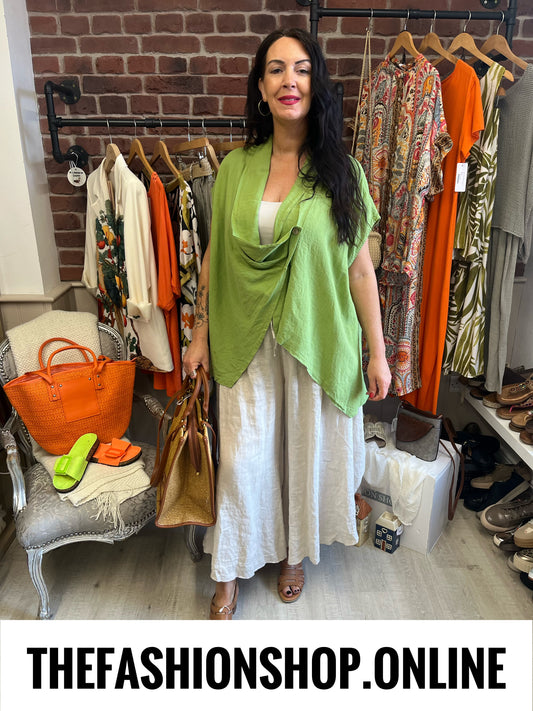 Marlene olive linen mix drape jacket 14-22