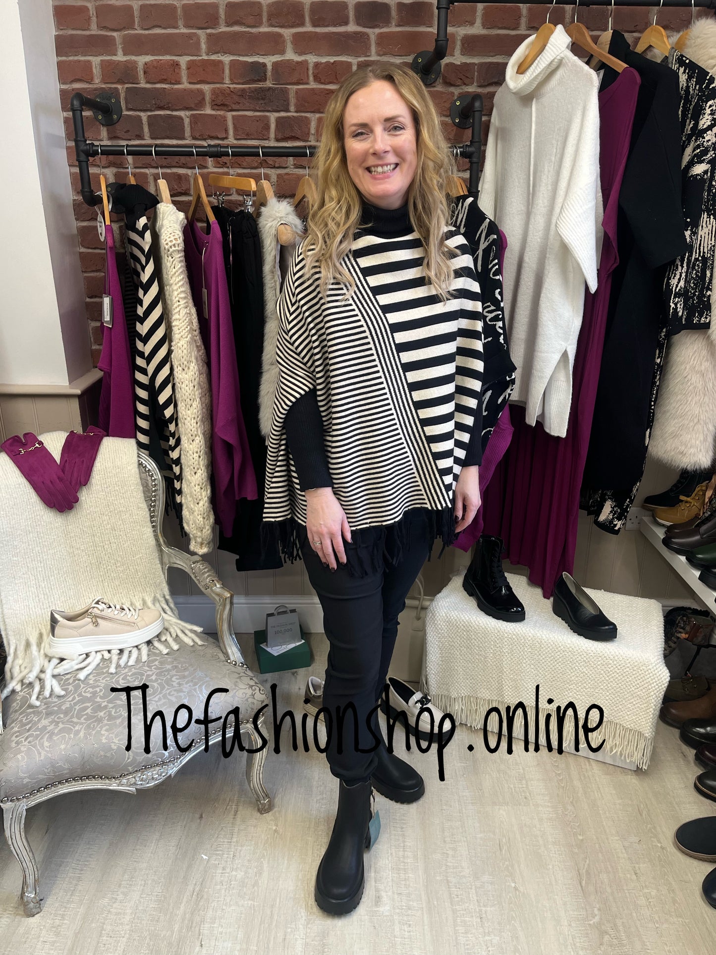 Ellie multi stripe jumper with tassel hem 8-18