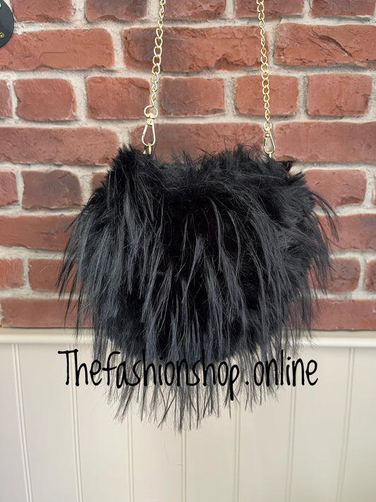 Black Freya Fur Handbag