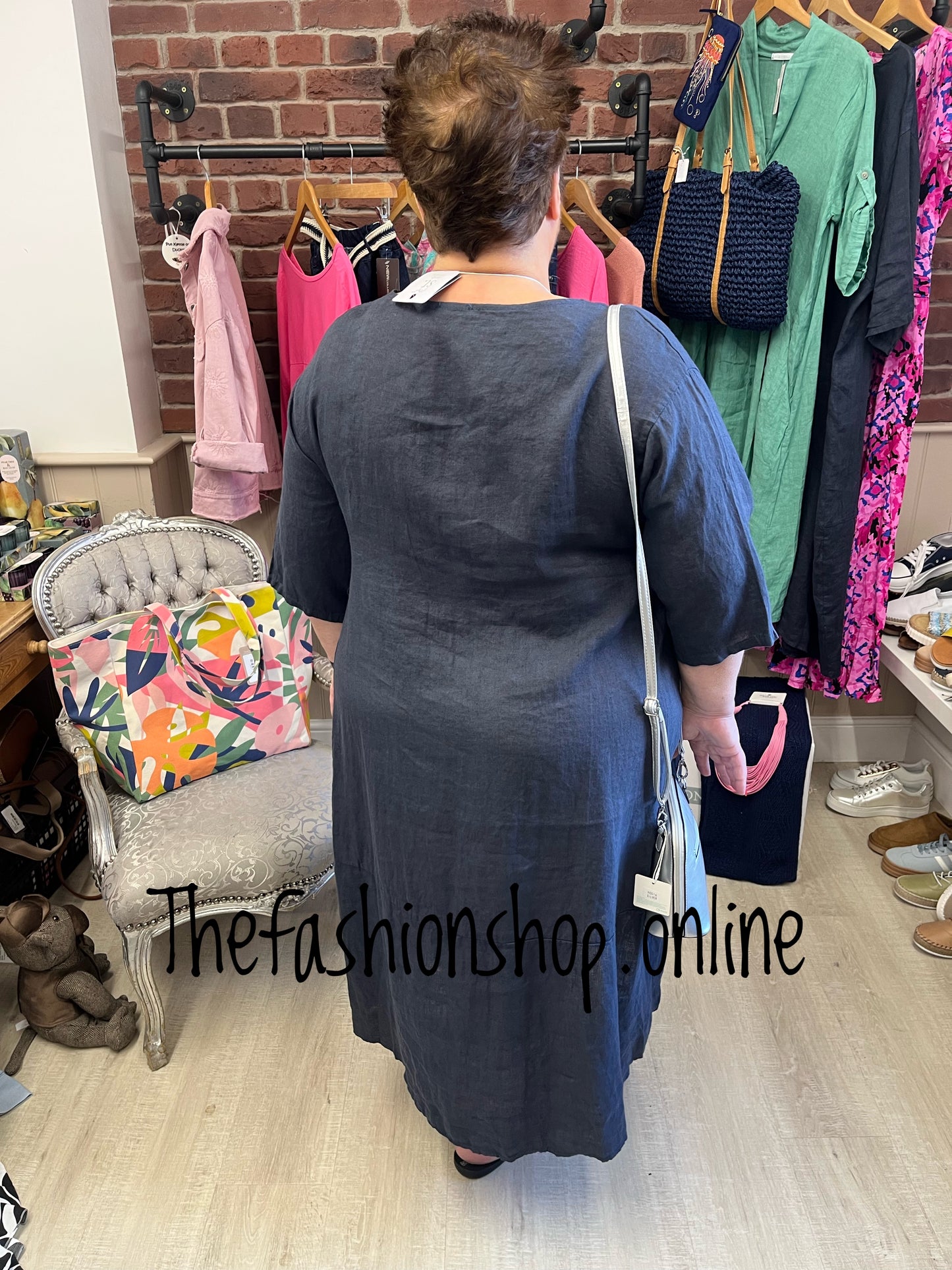 Keira navy cocoon dress with straight hem 16-22