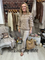 Nina camel striped wool mix cardigan sizes 8-12 and 14-16