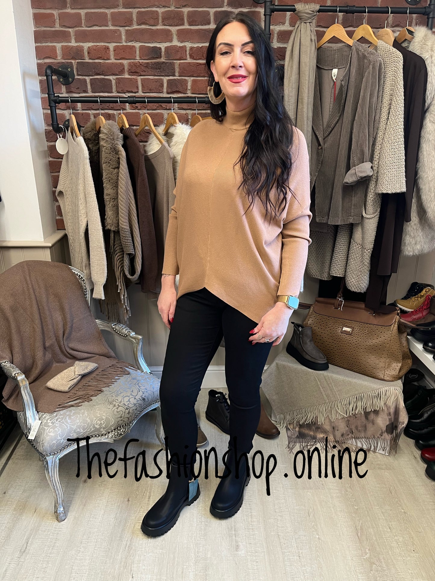 Darcy brick high low ribbed jumper 10-16