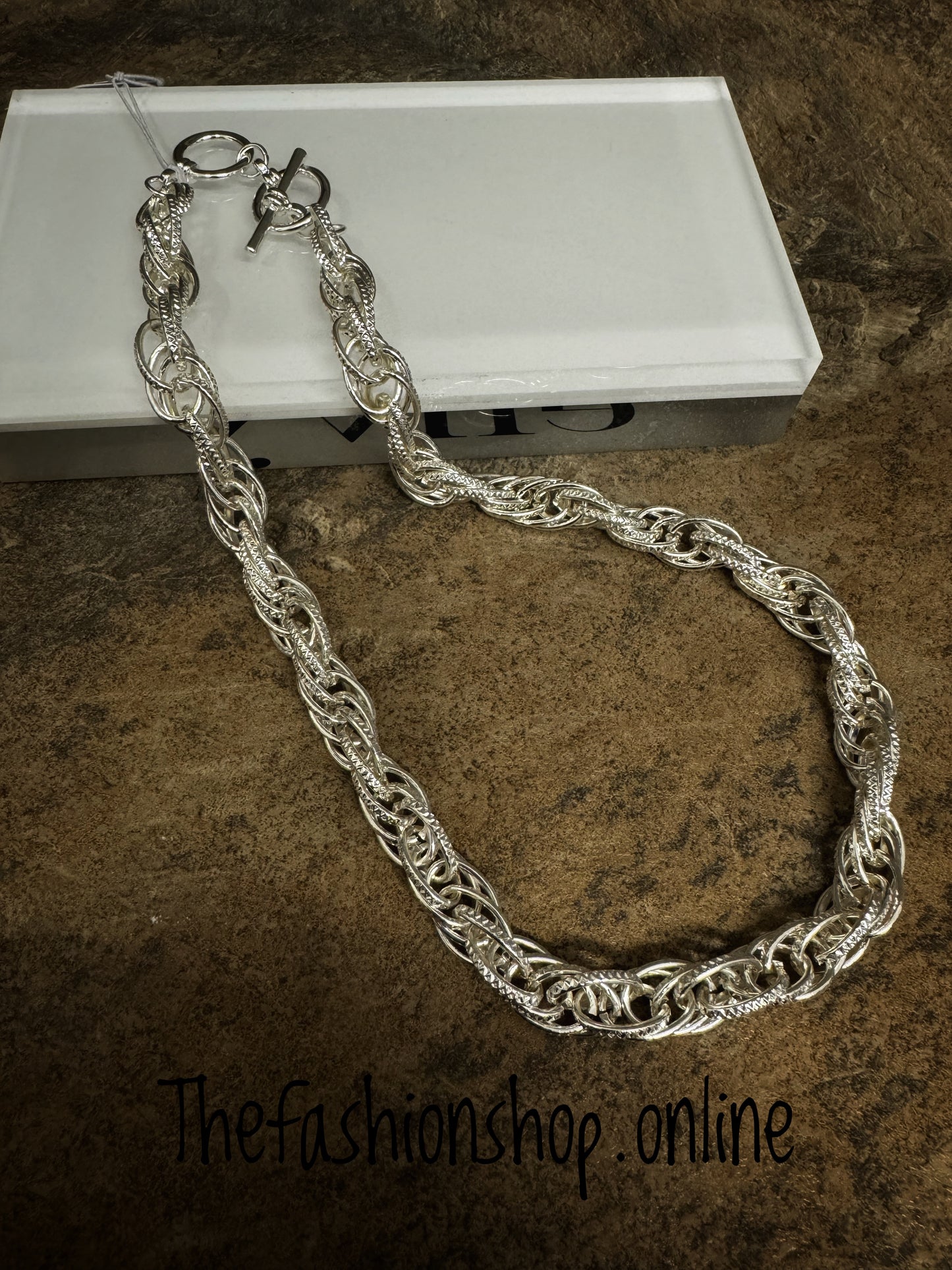 Gracee silver multi chain t bar necklace