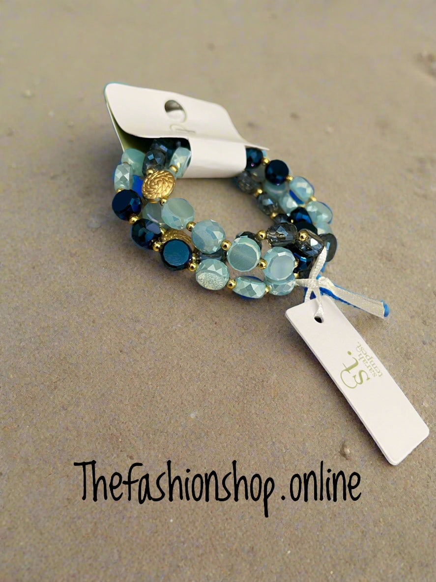 Sarah Tempest blue mix beaded bracelets