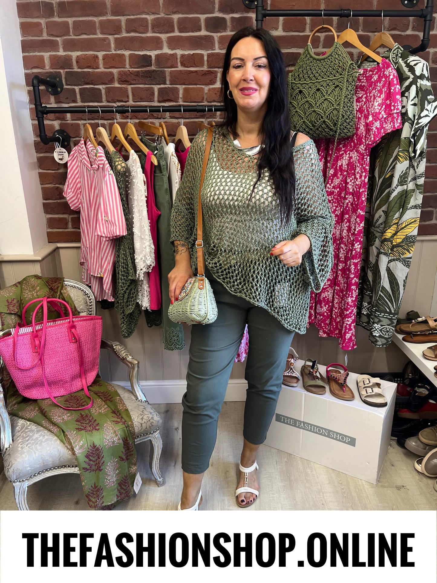 Evelyn khaki crochet layering top 14-22