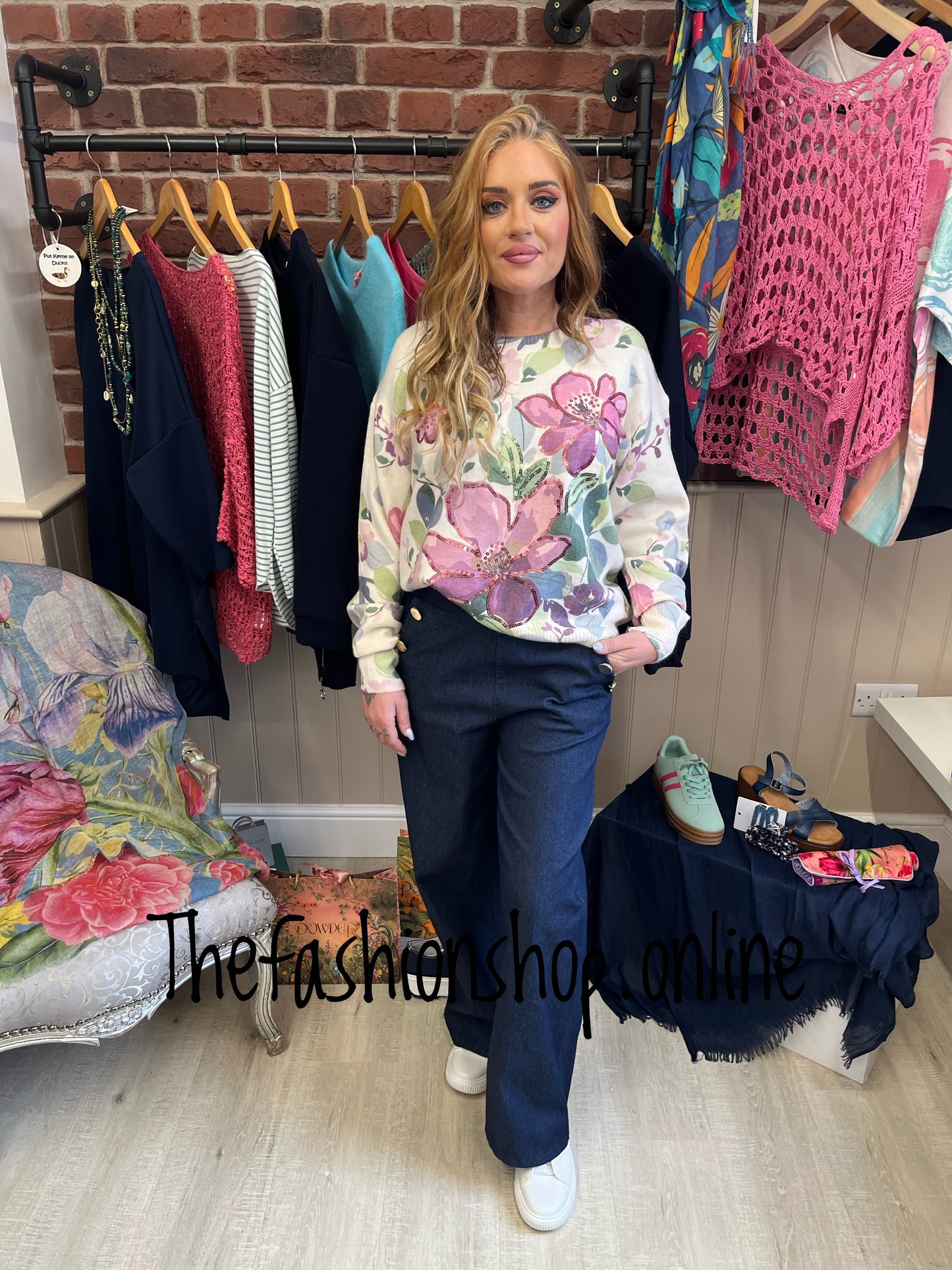 Annie sequin flowers jumper 8-14