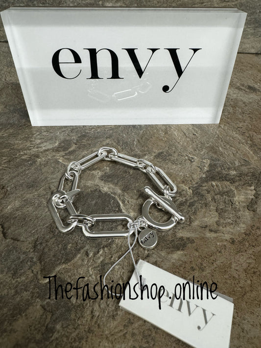 Envy silver links t bar bracelet