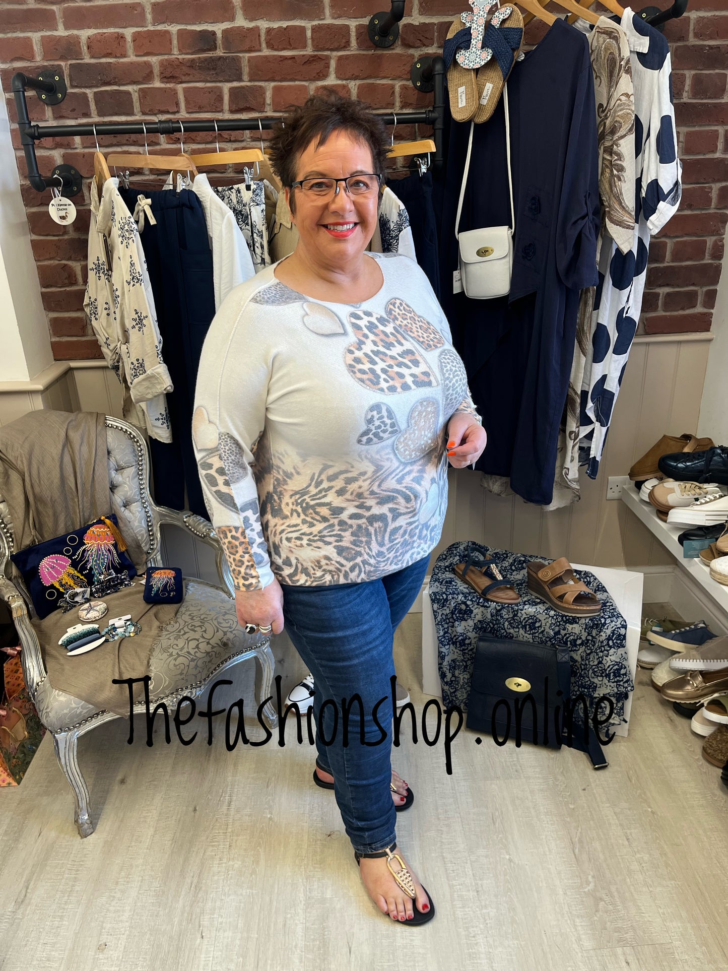 Tia leopard hearts jumper 14-22