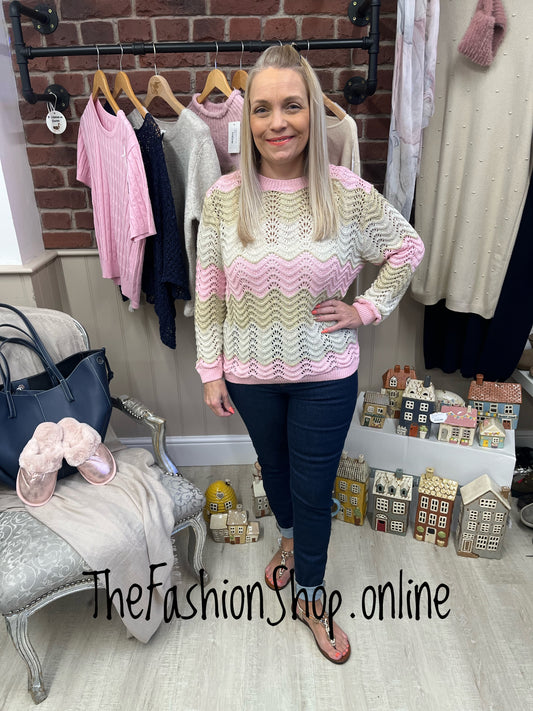 Danielle pink and gold wave detail jumper 8-16