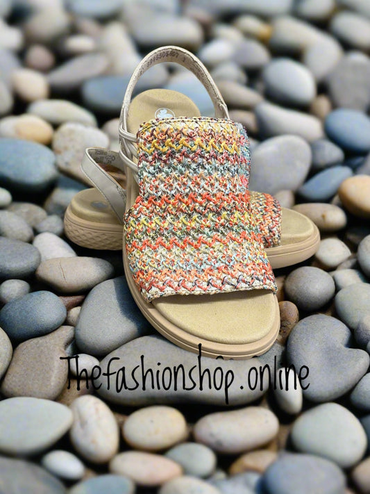 Rieker multi orange sandals sizes 4-9 (37-43)