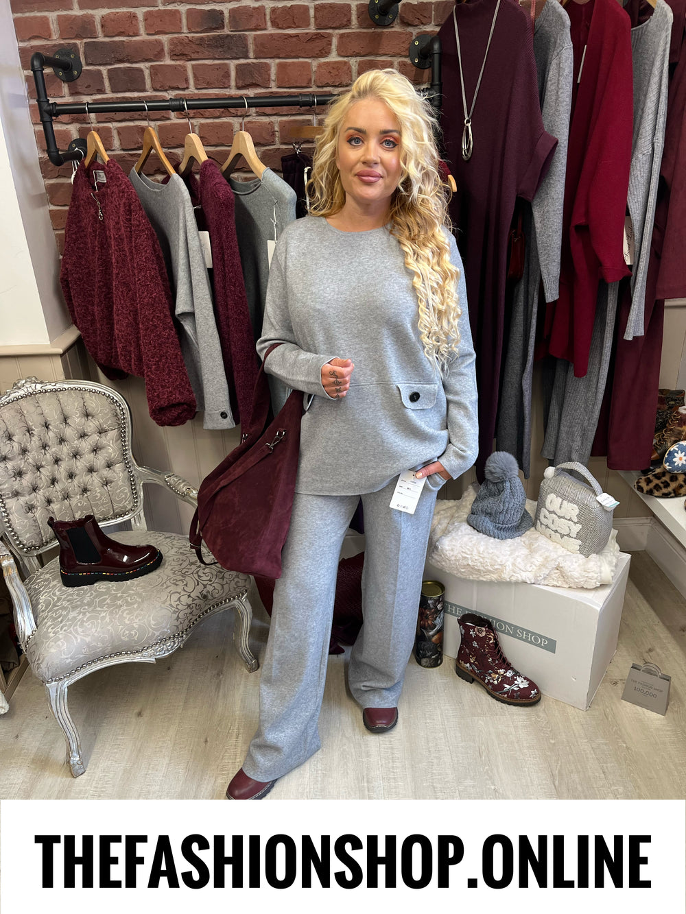 Tasha grey cashmere mix co-ord 10-16