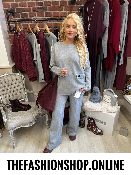 Tasha grey cashmere mix co-ord 10-16