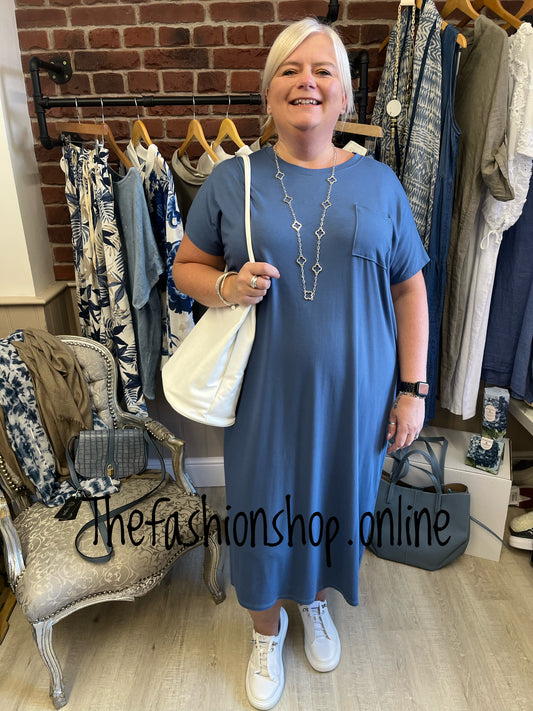 Denim blue midi dress up dress down dress 16-26